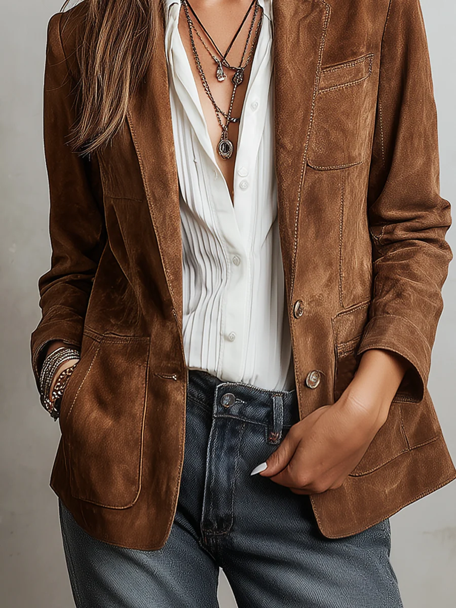 Braune Wildlederjacke