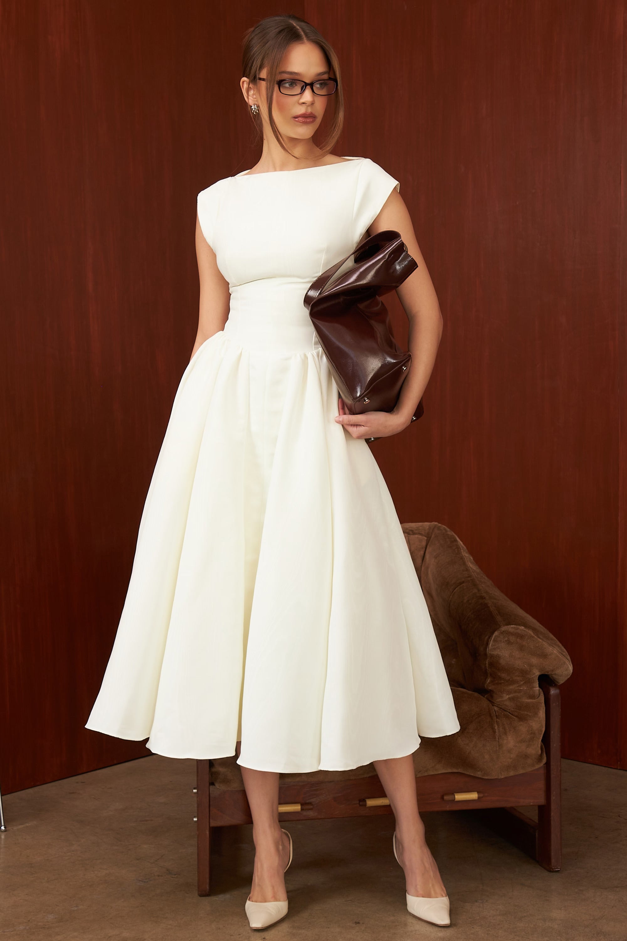 Cassiane Midikleid - Elfenbein
