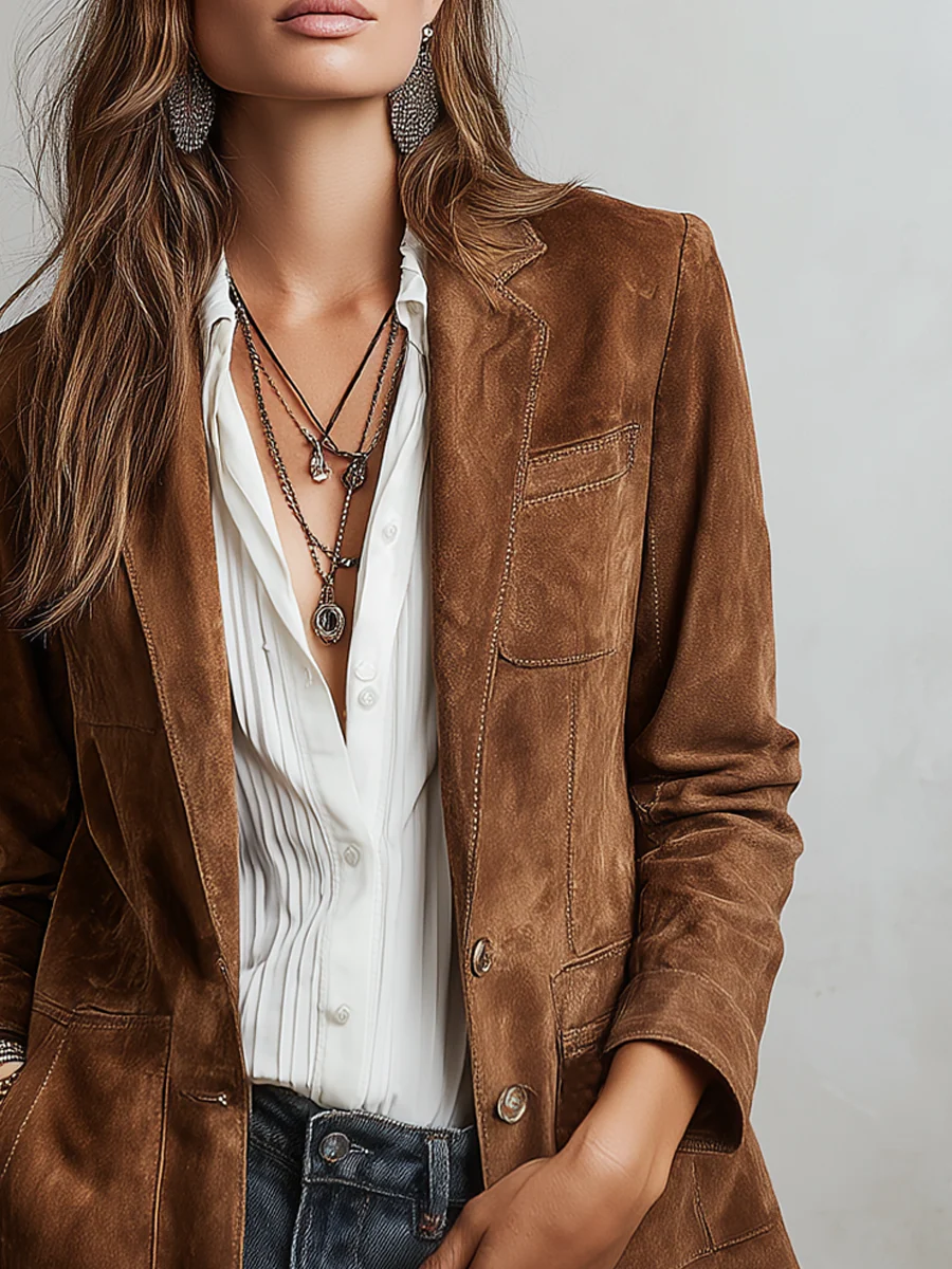 Braune Wildlederjacke