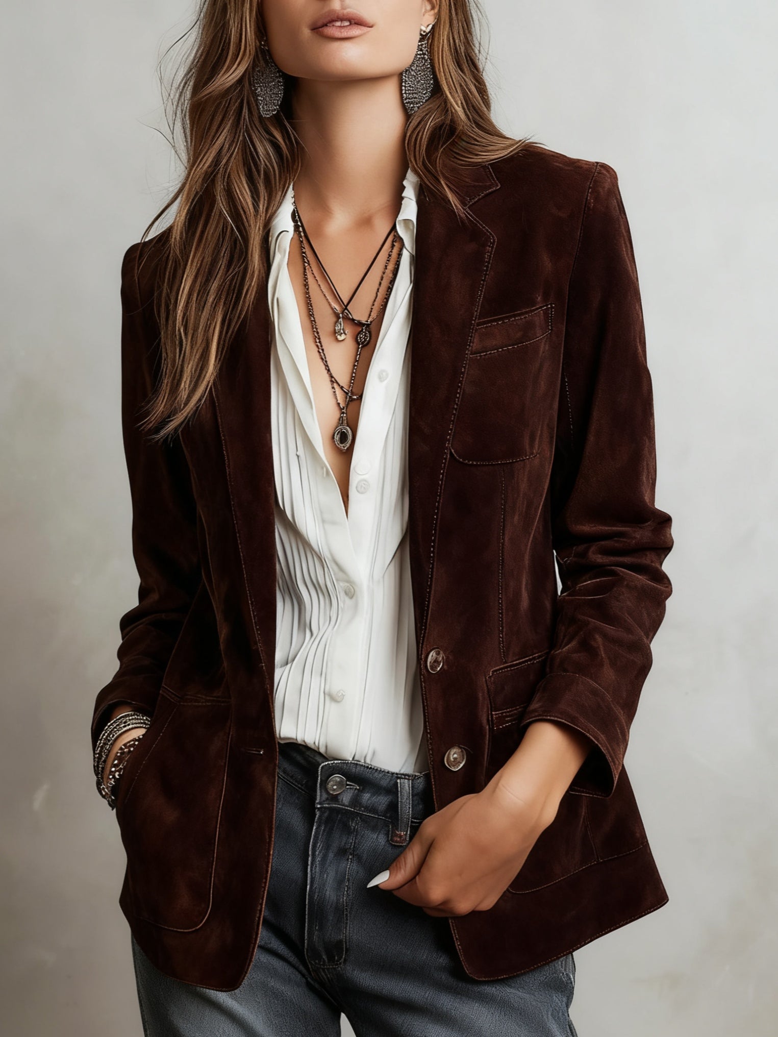 Braune Wildlederjacke